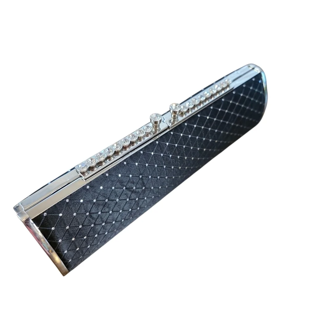💎 Elegant Black Rhinestone Clutch Purse – Formal Evening Bag with Chain Strap